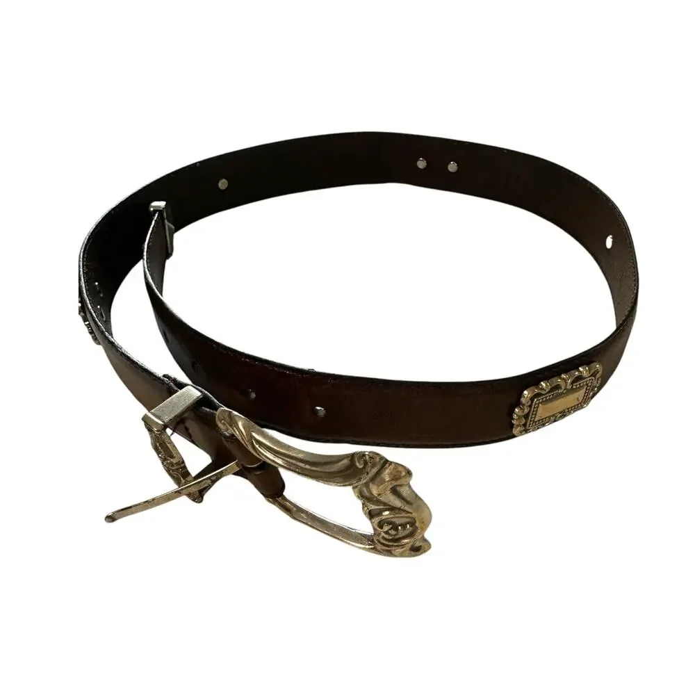 Vintage 90s Y2K Fossil Leather Belt 33 in long 1 in wide Western Boho Preppy
